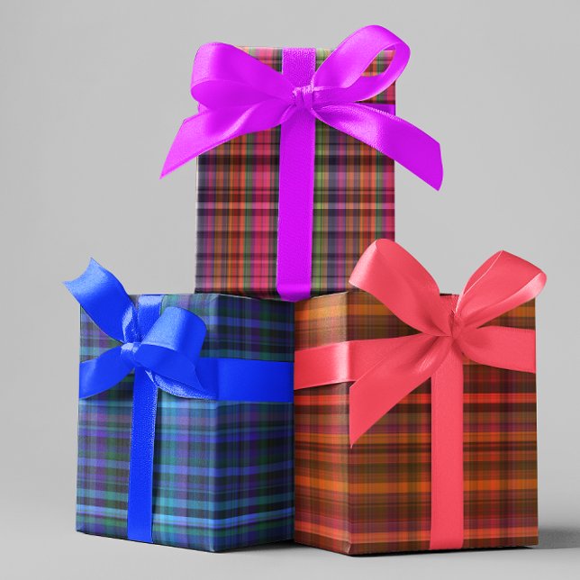 Bright Colourful Fun Plaid Patterns  Wrapping Paper Sheet (Creator Uploaded)