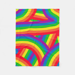 Bright Colourful Fun Rainbow Stripes Pattern Fleece Blanket