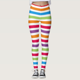 Bright Colourful Fun Striped Pattern Leggings