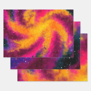 Bright Colourful Galaxy Wrapping Paper Sheets