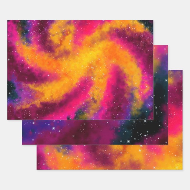Bright Colourful Galaxy Wrapping Paper Sheets (Set)