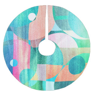Bright, Colourful Geometric Abstract Brushed Polyester Tree Skirt
