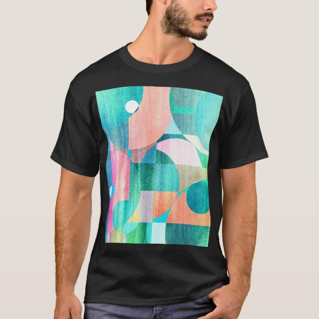 Bright, Colourful Geometric Abstract T-Shirt (Front)