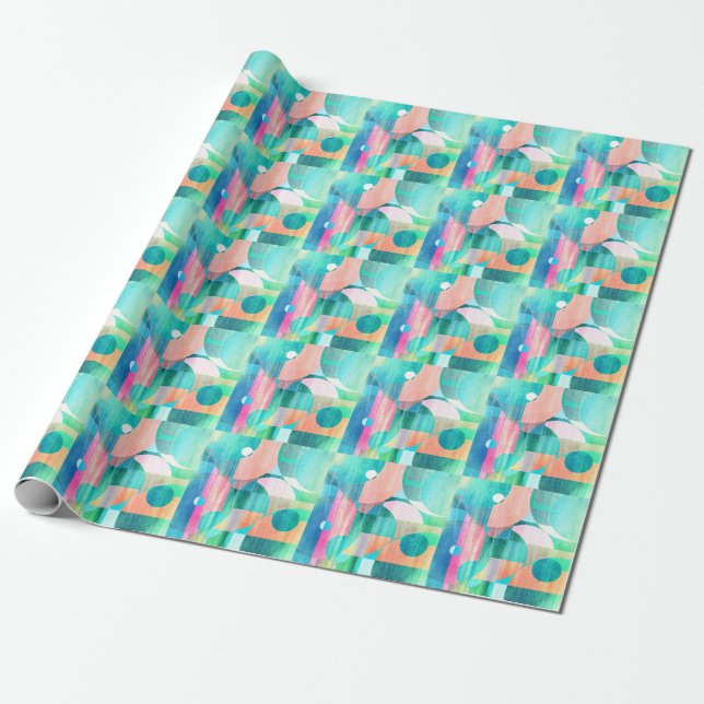 Bright, Colourful Geometric Abstract Wrapping Paper (Unrolled)