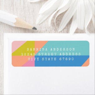 Bright Colourful Geometric Blue Return Address