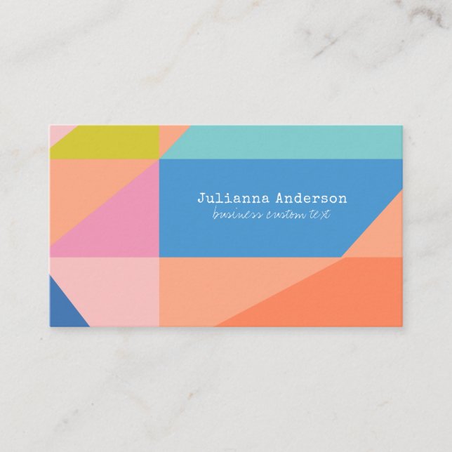 Bright Colourful Geometric Shapes Creative Artsy Business Card (Front)