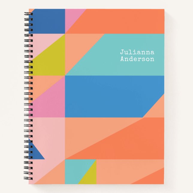 Bright Colourful Geometric Shapes Personalised Nam Notebook (Front)
