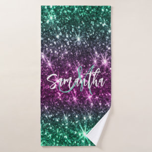Bright Colourful Glitter Bath Towel Set