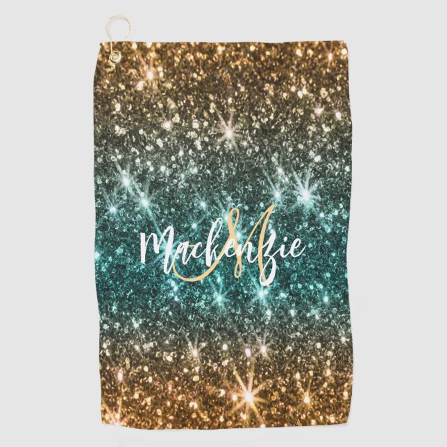 Bright Colourful Glitter Golf Towel (Front)