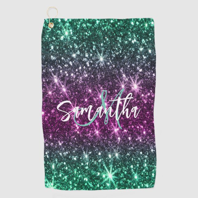 Bright Colourful Glitter Golf Towel (Front)