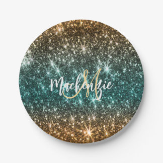 Bright Colourful Glitter Paper Plate