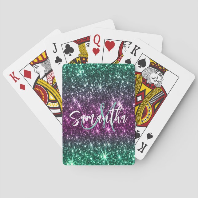 Bright Colourful Glitter Playing Cards (Back)