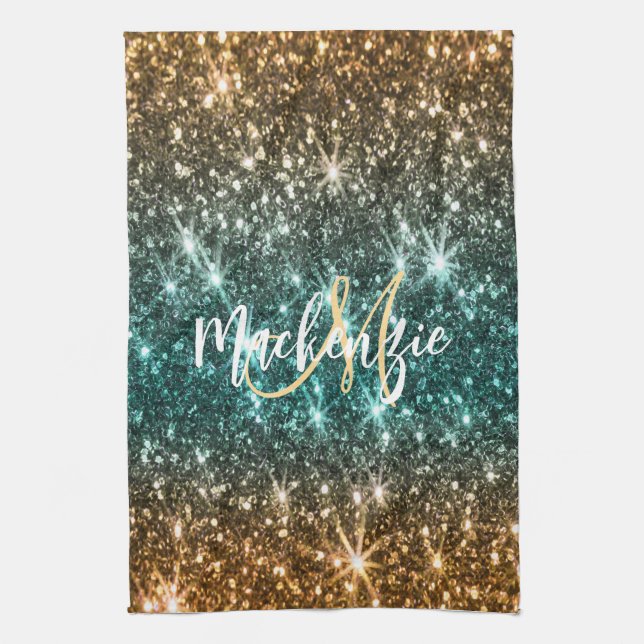 Bright Colourful Glitter Tea Towel (Vertical)