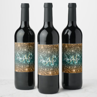 Bright Colourful Glitter Wine Label