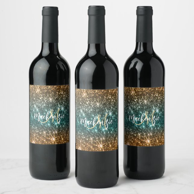Bright Colourful Glitter Wine Label (Bottles)