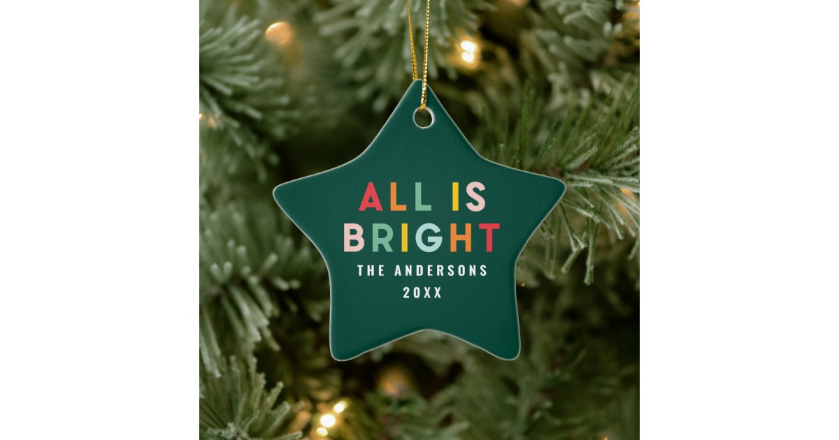 Bright colourful green fun modern Christmas family Ceramic Tree