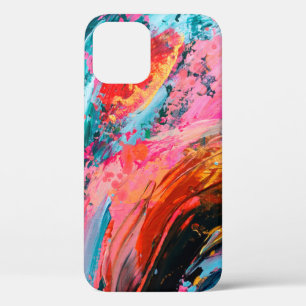 Bright colourful hand painted abstract backgrounda iPhone 12 case