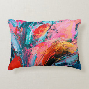 Bright colourful hand painted abstract backgrounda decorative cushion