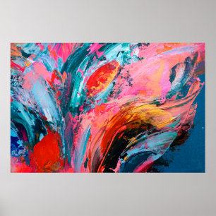 Bright colourful hand painted abstract backgrounda poster