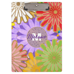 Bright Colourful Hippy Flower Pattern Personalised Clipboard