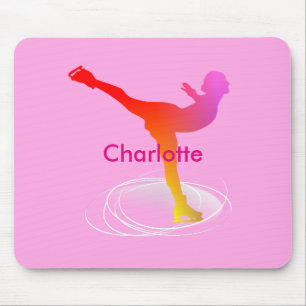 Bright Colourful Ice Skating Skater Silhouette Mouse Mat