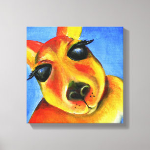 Bright colourful Kangaroo animal face art Canvas Print