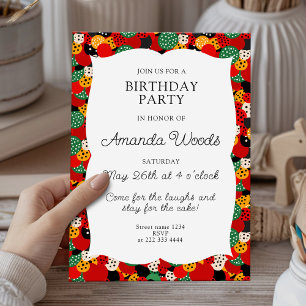Bright colourful kids birthday party design invitation