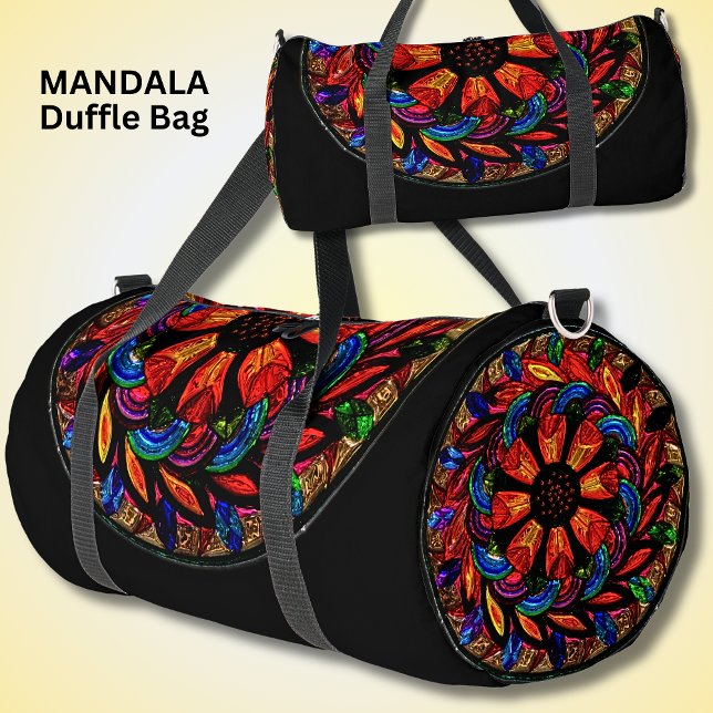 Bright Colourful Mandala Red Gemstones Duffle Bag (Creator Uploaded)