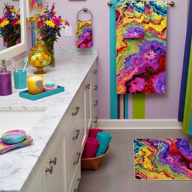 Bright colourful marble  bath towel set (Creator Uploaded)