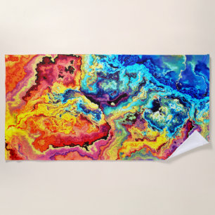 Bright colourful marble beach towel