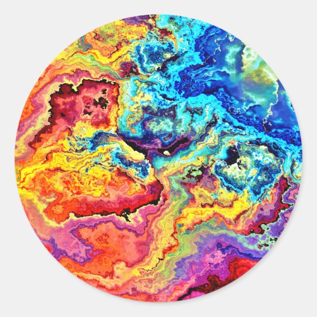 Bright colourful marble  classic round sticker (Front)