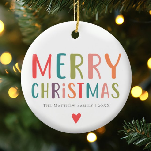 Bright & Colourful Merry Christmas Family Ceramic Tree Decoration (Creator Uploaded)