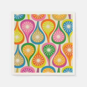 Bright Colourful Mid Century Modern Retro Pattern Napkin