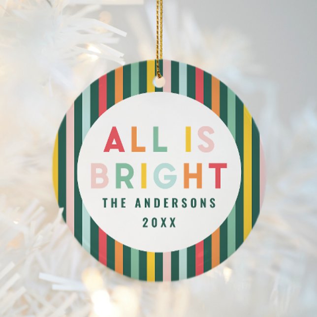 Bright colourful modern Christmas family Square St Ceramic Tree Decoration (Creator Uploaded)