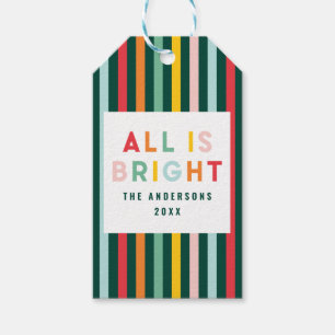 Bright colourful modern Christmas family Square St Gift Tags