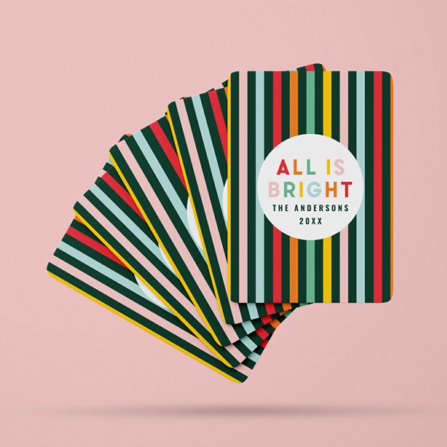 Bright colourful modern Christmas family Square St Playing Cards (Creator Uploaded)