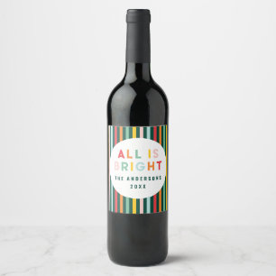 Bright colourful modern Christmas family Square St Wine Label