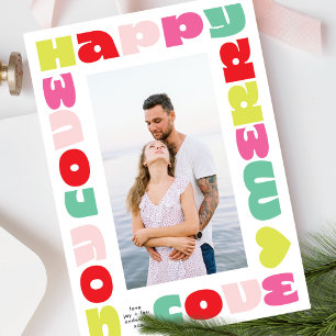 bright colourful modern christmas one photo holiday card