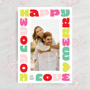 bright colourful modern christmas photo holiday card