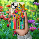 Bright Colourful Modern Floral Case-Mate iPhone 14 Case<br><div class="desc">Colourful Floral Phone Case |This bold modern floral design is eye-catching, to say the least. The bright, cheerful colours draw the eye and make you want to smile! It can be personalised with a name in the lower right corner. If you don't want a name, simply remove the text from...</div>