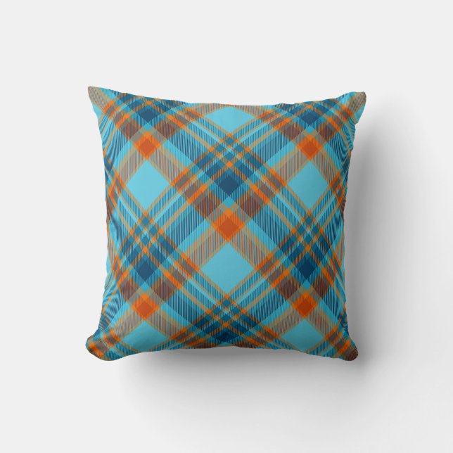Bright Colourful Modern Tartan Plaid Pattern Cushion (Front)