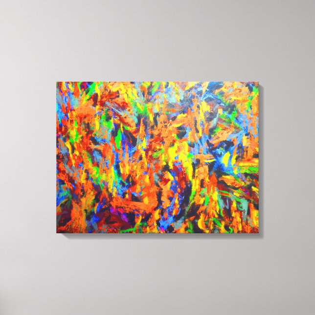 Bright Colourful Multicolor Abstract Art Painting Canvas Print (Front)