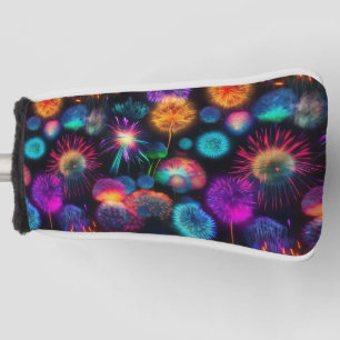 Bright Colourful Neon Burst Pattern Golf Head Cover