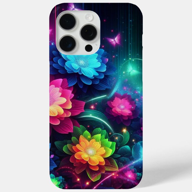 Bright, colourful neon flowers/butterflies Case-Mate iPhone case (Back)