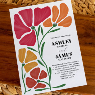 Bright & Colourful Nouveau Floral Wedding Invitation