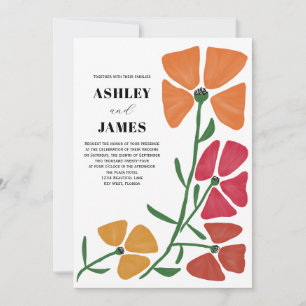 Bright & Colourful Nouveau Floral Wedding Invitation