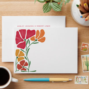 Bright & Colourful Nouveau Floral Wedding Invite Envelope