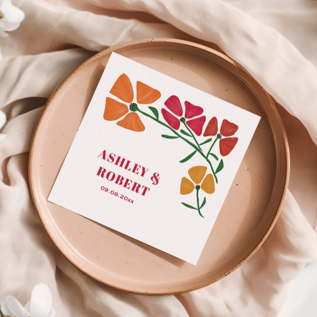Bright & Colourful Nouveau Floral Wedding Receptio Napkin (Creator Uploaded)