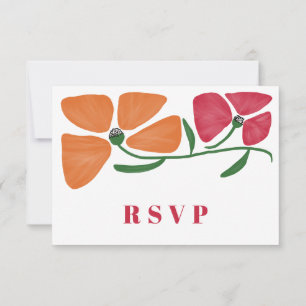 Bright & Colourful Nouveau Floral Wedding RSVP Card