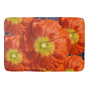 Bright Colourful Orange Tangerine Poppy Flower Bath Mat